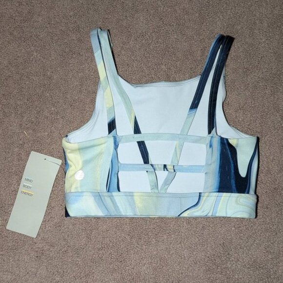 NEW Z by Zella Maggie Cropped Strappy Back Marbled Marble Print Sports Bra Top 7 - Picture 2 of 2